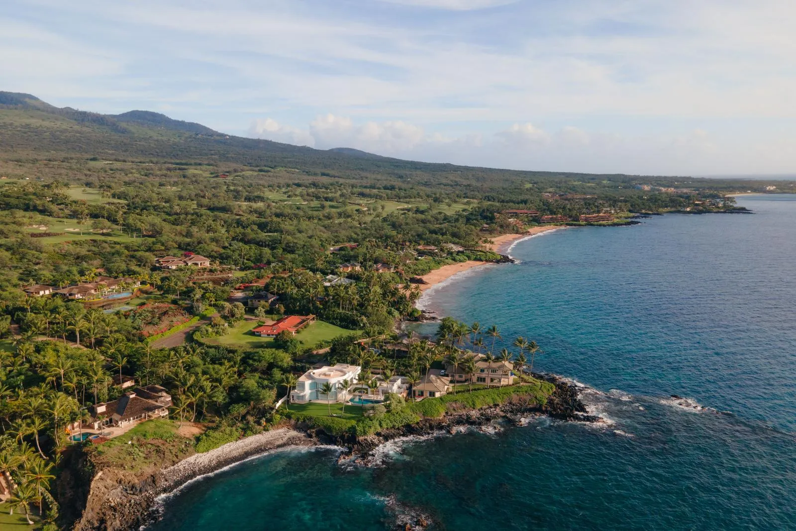 The Wailea-Makena coastline of Maui from above.