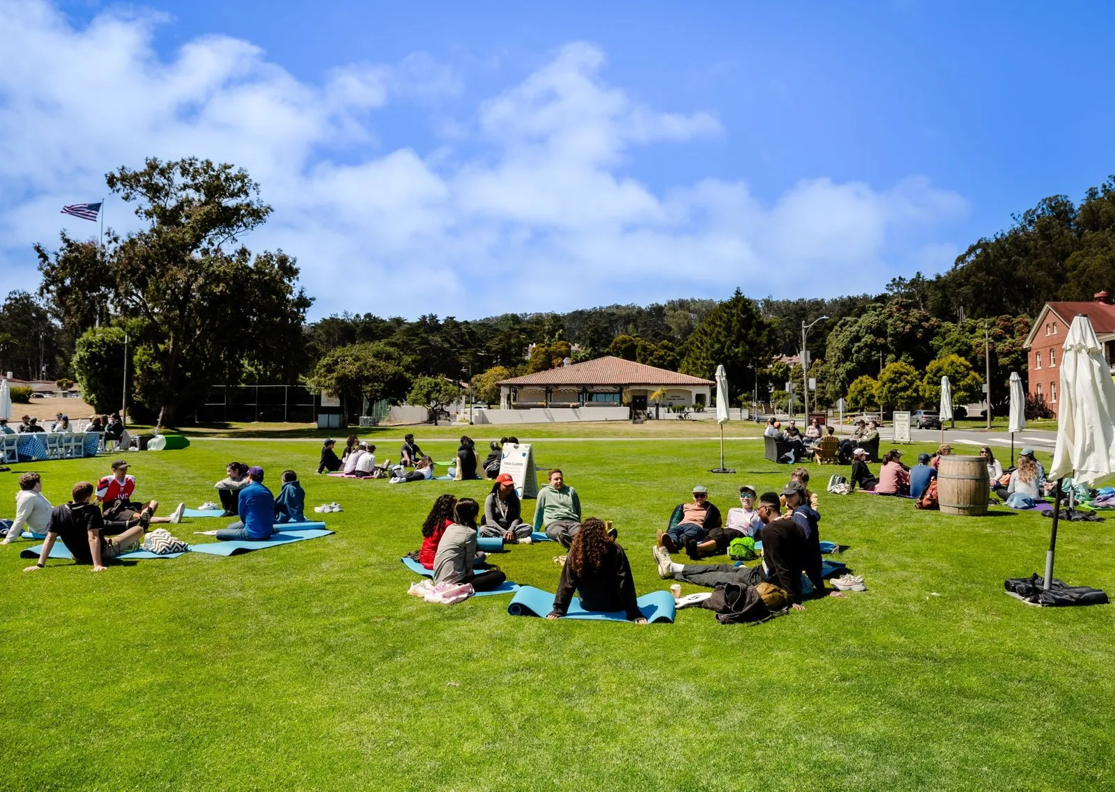 Picnic on the lawn during Watershed's multi-day offsite at Fort Mason