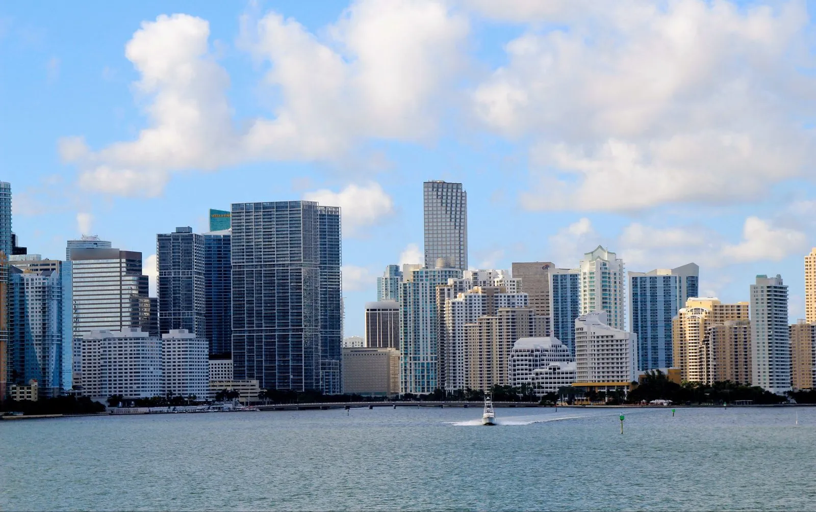Glass towers along the Miami waterfront.