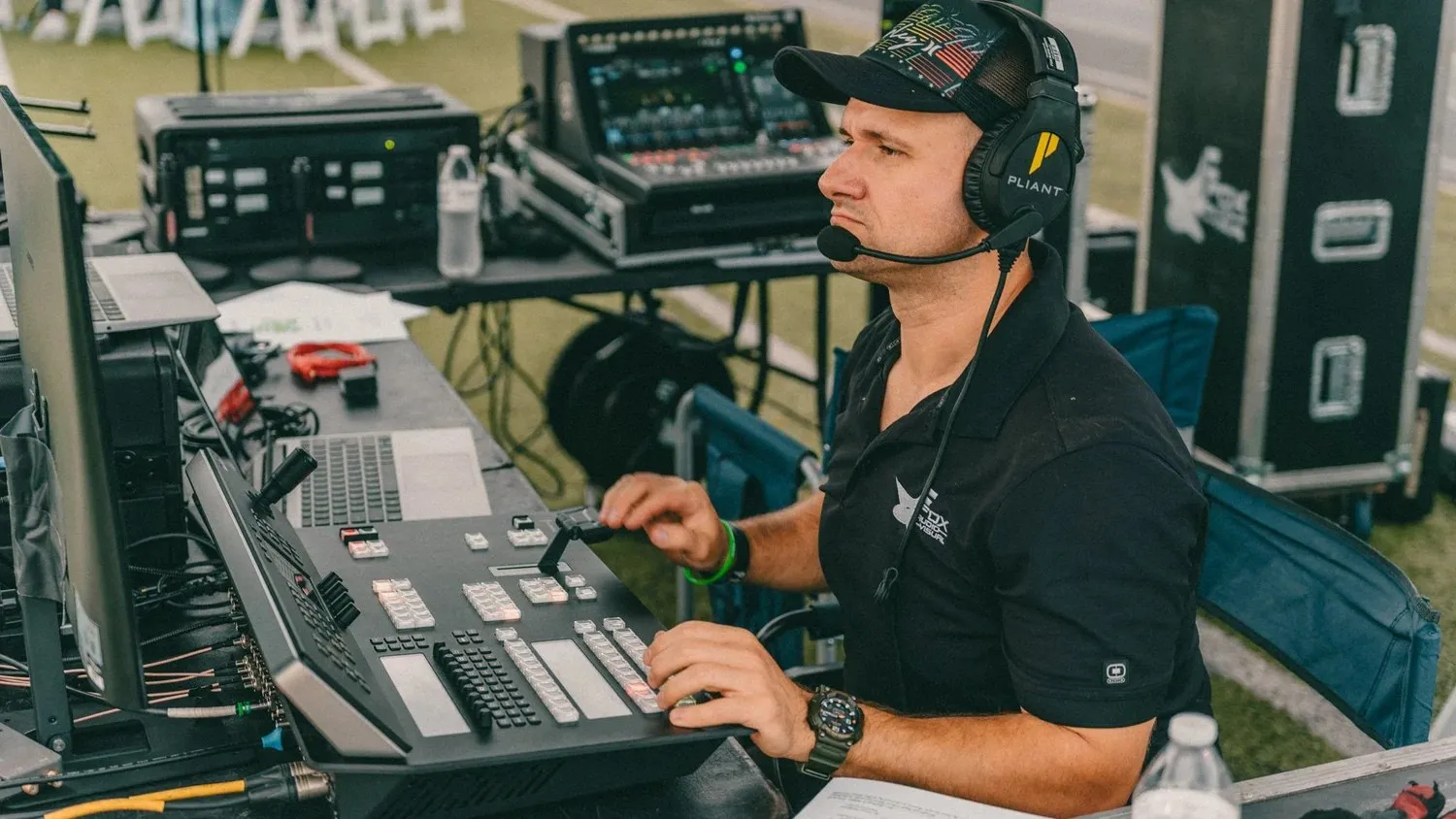 Fox Audio Visual technician at a video switching position