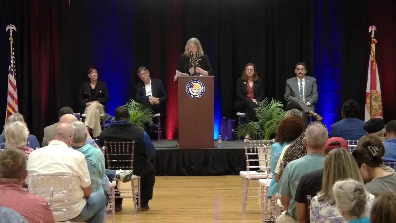 Speaker at a podium during the Lake Worth Beach State of the City address
