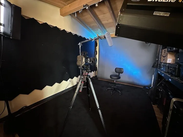 Commotion Studios' lit production suite with camera and backdrop in Tucson