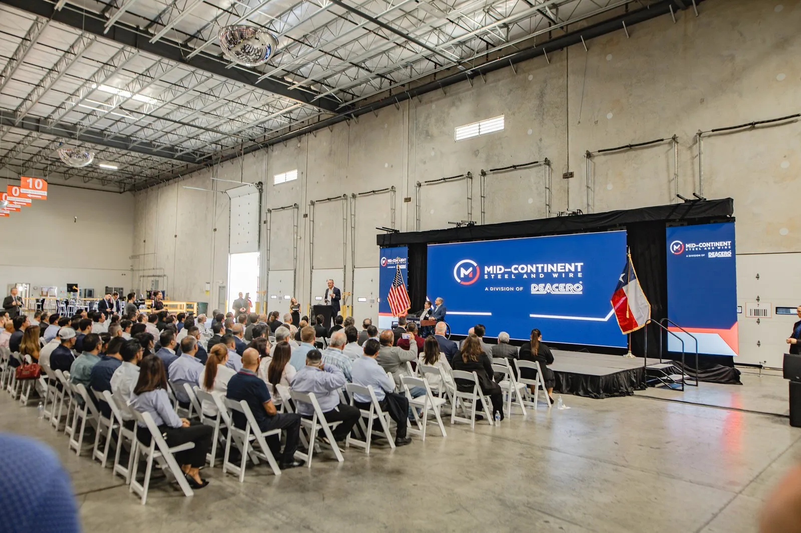 Stage and LED wall for the Grupo DEACERO Macro Hub opening in Laredo, Texas