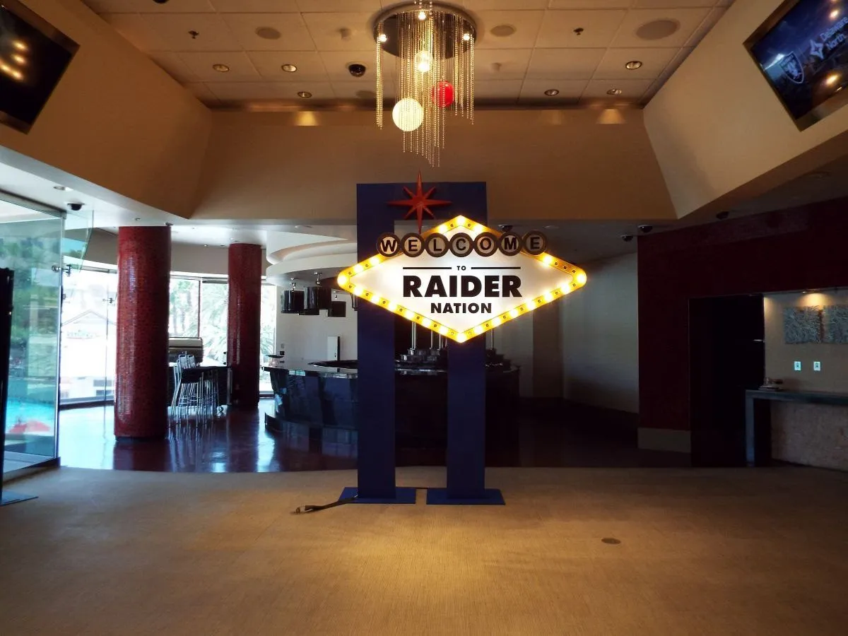 Raider Nation Las Vegas sign in an event space