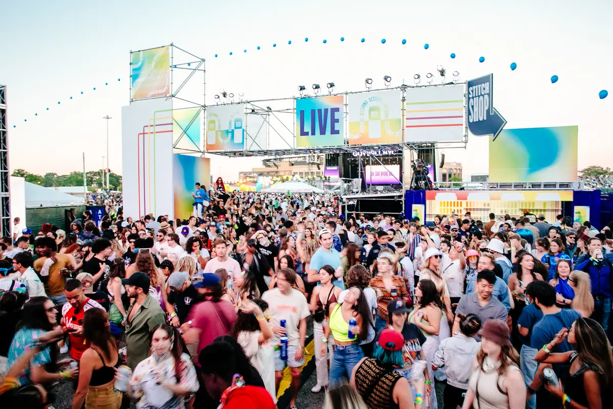 Festival crowd at a brand activation