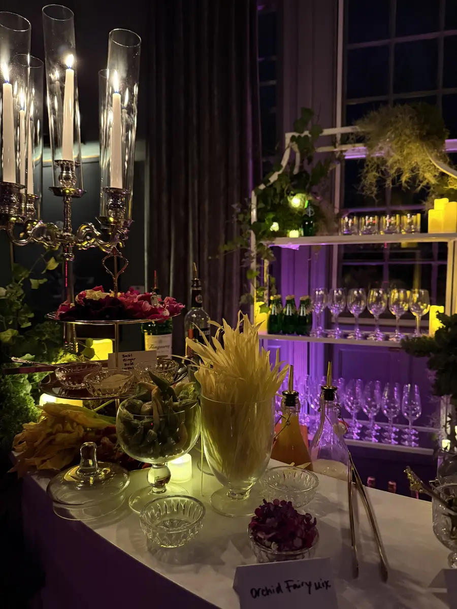 Cocktail garnish station at a Perrier brand activation