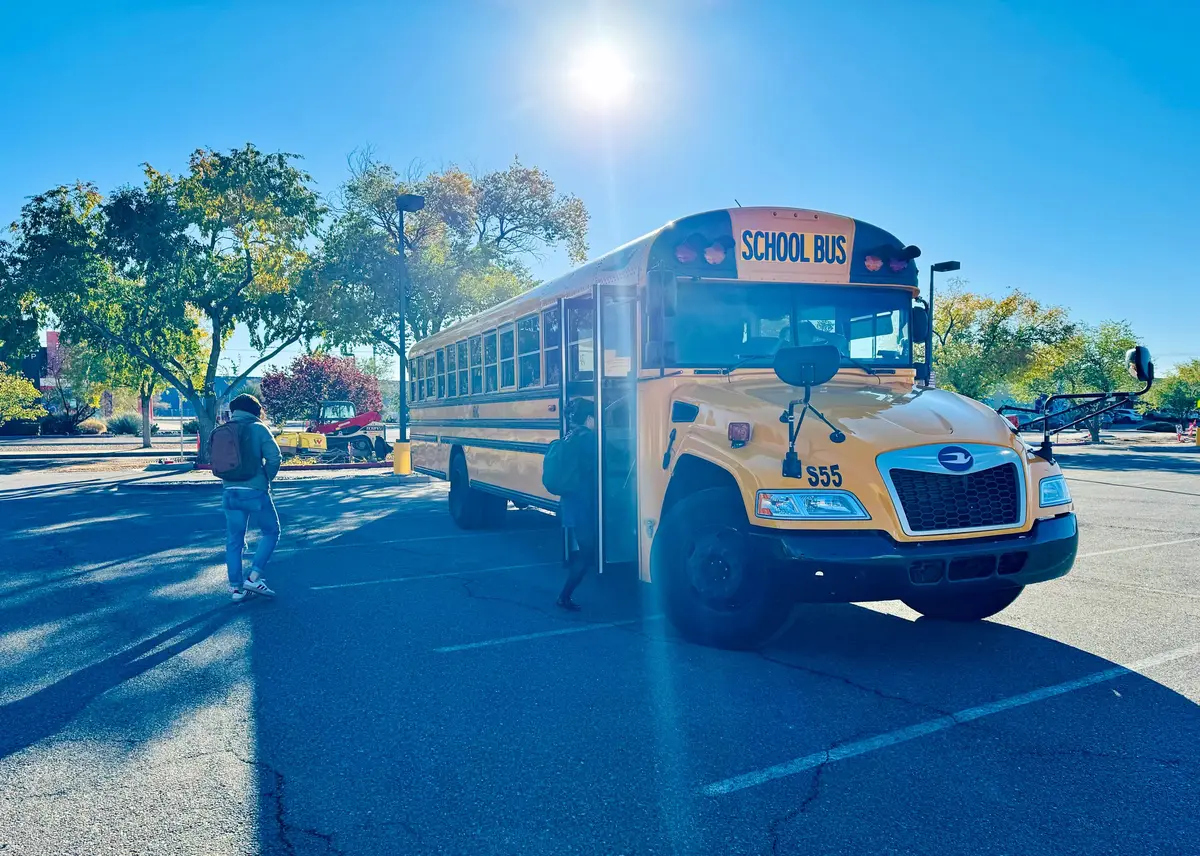 School bus ground transportation for an offsite