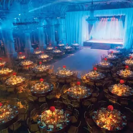 Plaza Hotel ballroom set for a Starry Starry Night event