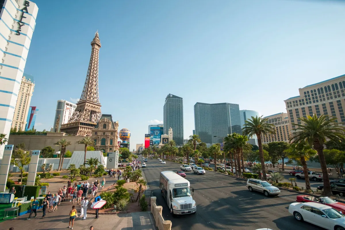Las Vegas Strip with the Paris Las Vegas tower.